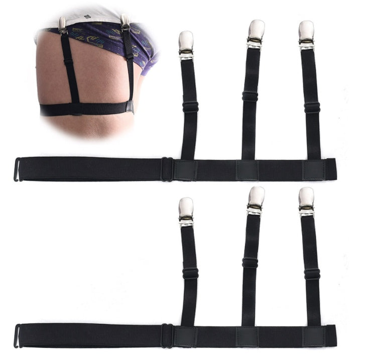 Mens Shirt Stays Garters Elastic Nylon Adjustable Shirt Holders Crease-Resistance Belt Stirrup Style Suspenders