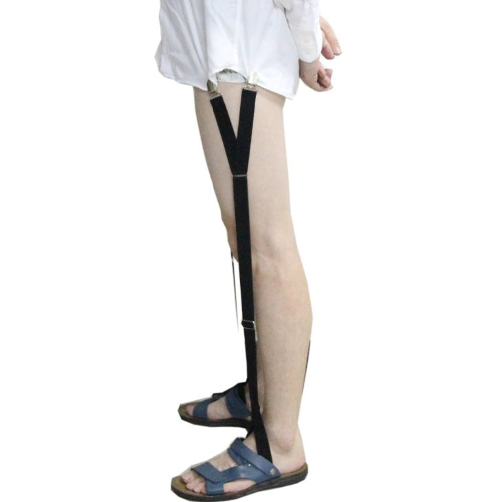 Mens Shirt Stays Garters Elastic Nylon Adjustable Shirt Holders Crease-Resistance Belt Stirrup Style Suspenders