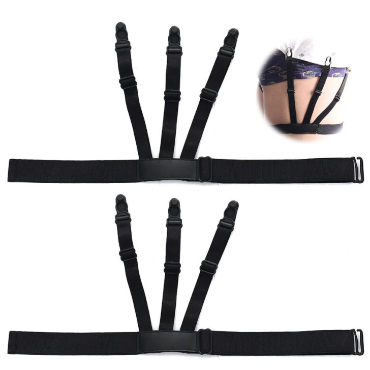 Mens Shirt Stays Garters Elastic Nylon Adjustable Shirt Holders Crease-Resistance Belt Stirrup Style Suspenders