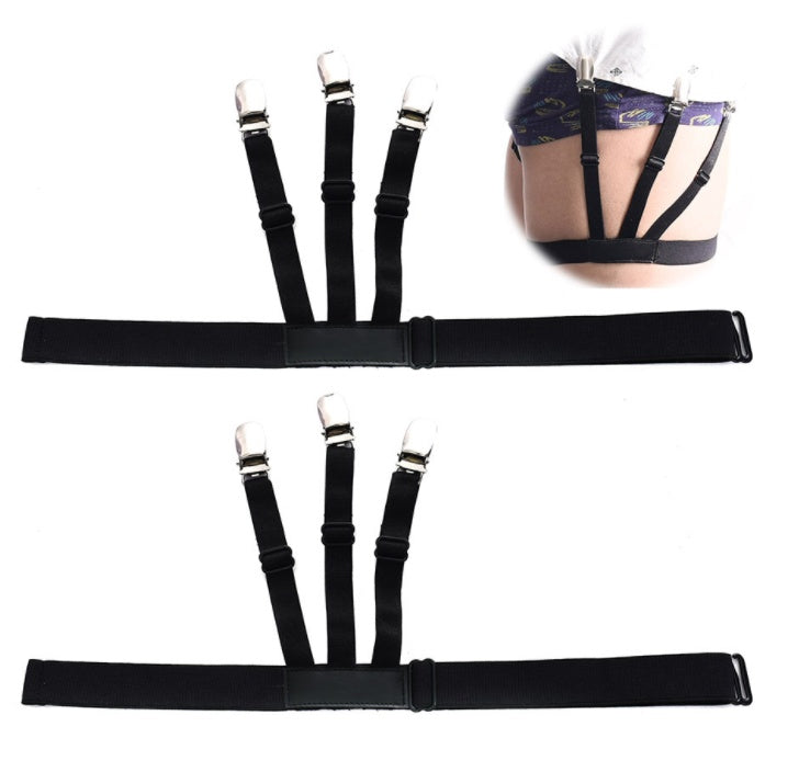 Mens Shirt Stays Garters Elastic Nylon Adjustable Shirt Holders Crease-Resistance Belt Stirrup Style Suspenders