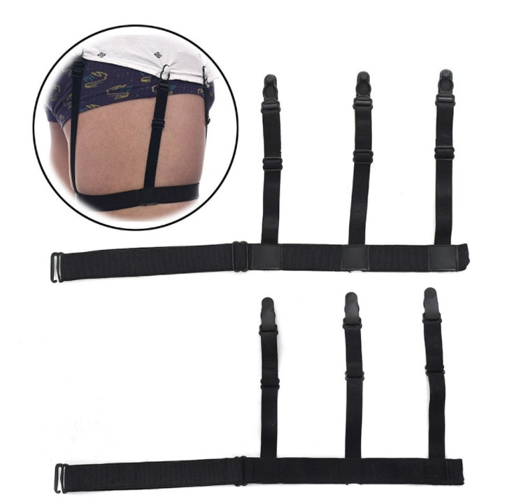 Mens Shirt Stays Garters Elastic Nylon Adjustable Shirt Holders Crease-Resistance Belt Stirrup Style Suspenders