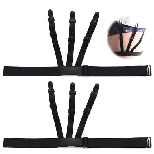 Mens Shirt Stays Garters Elastic Nylon Adjustable Shirt Holders Crease-Resistance Belt Stirrup Style Suspenders