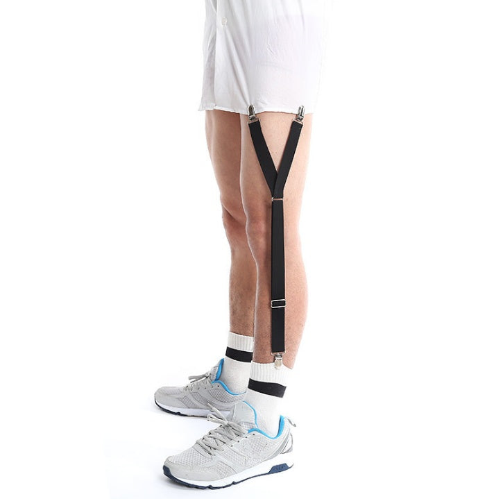 Mens Shirt Stays Garters Elastic Nylon Adjustable Shirt Holders Crease-Resistance Belt Stirrup Style Suspenders