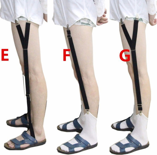 Mens Shirt Stays Garters Elastic Nylon Adjustable Shirt Holders Crease-Resistance Belt Stirrup Style Suspenders